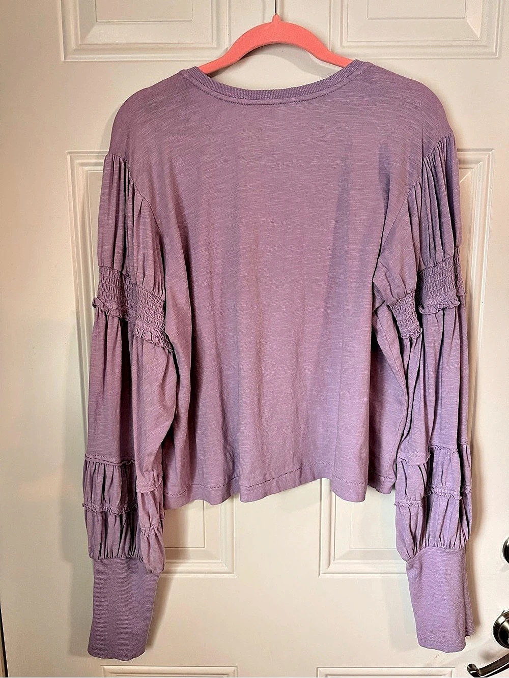 PILCRO Women's Long Sleeve Ruffle Top in Purple NWT